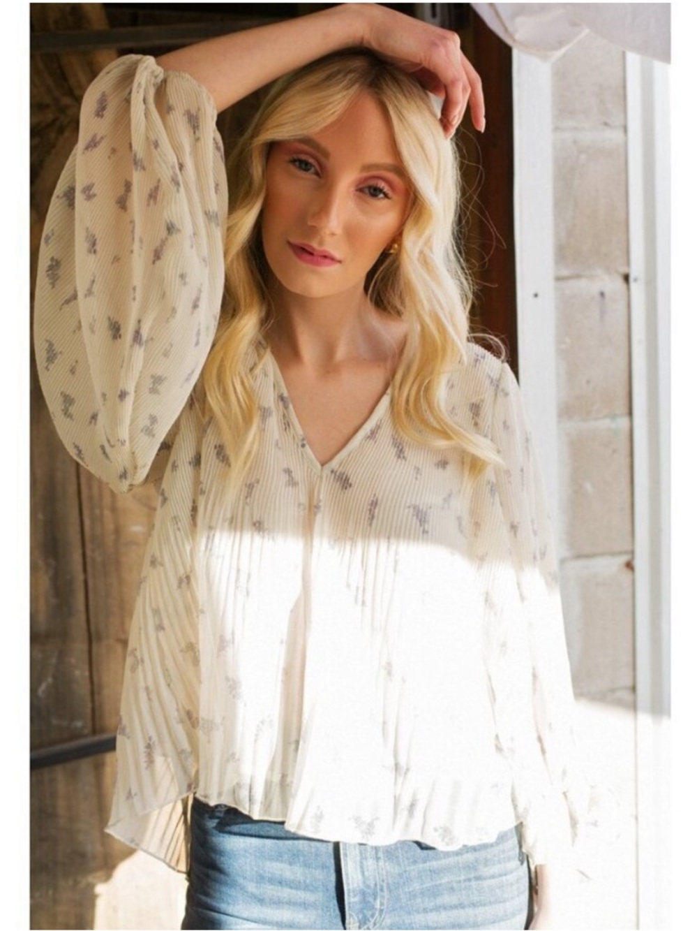 GANNI georgette balloon sleeve blouse (38/M)